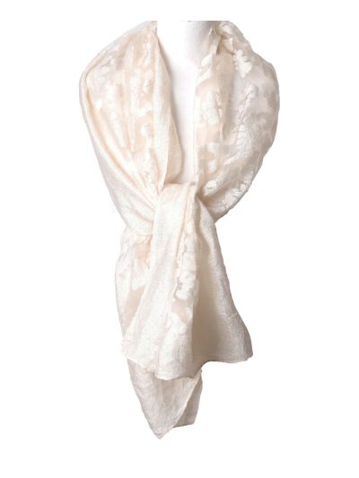 Stola van doorschijnend jacquard kant