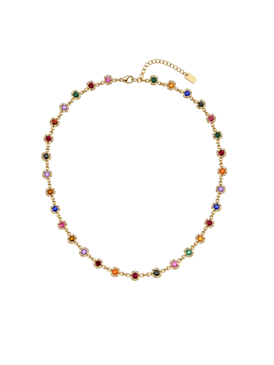 Halsketting met strass bloemetjes