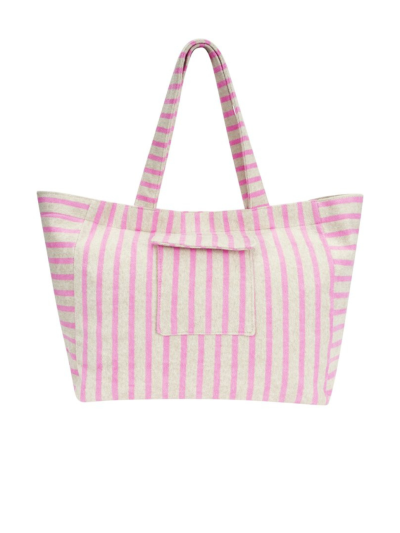 Badstof shopper tas met strepenmotief
