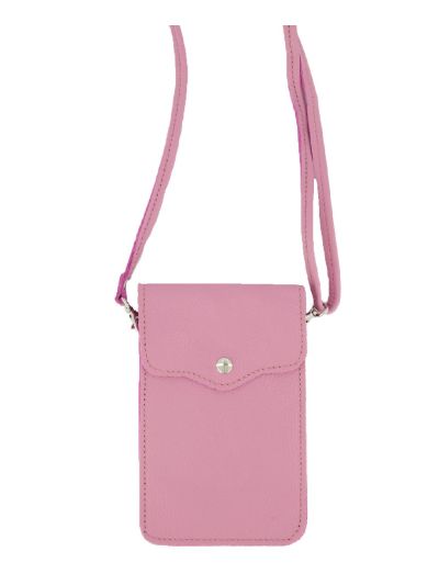 Lederen telefoontasje in roze