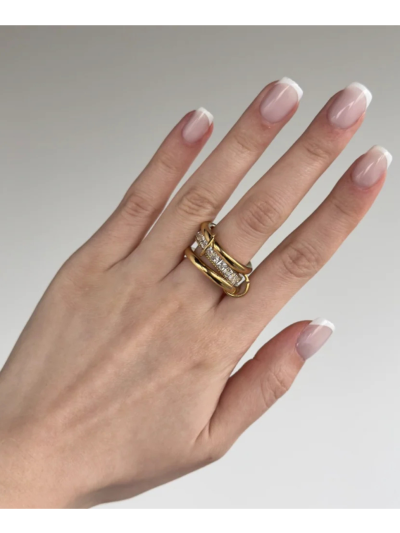 Triple ring met strass-maat 17