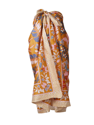 Sarong in okergeel met bloemenprint