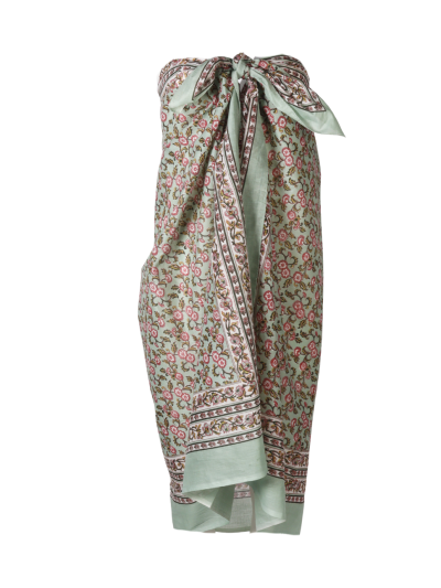 Jasmijn pareo in mintgroen met kleine bloemenprint