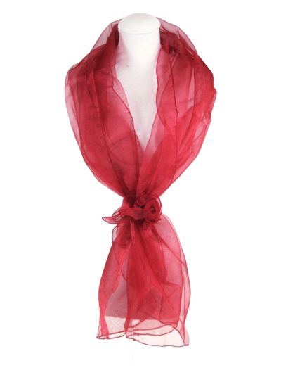 Framboosrode organza stola met rozencorsage