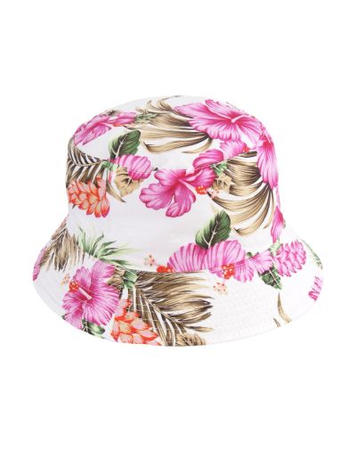Ivoorkleurige zonnehoed met bloemenprint