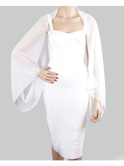 Ivoorkleurige bolero stola van crêpe voile