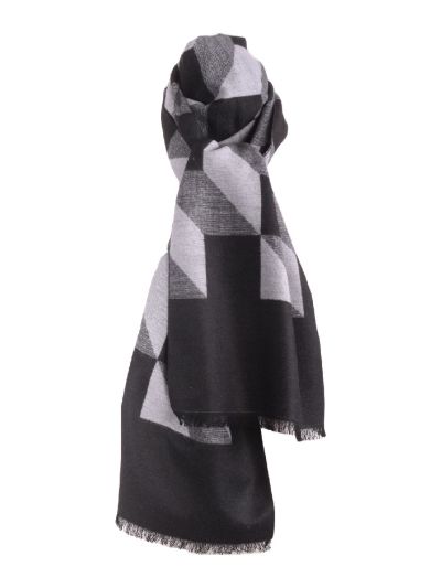 Zachte wol-blend sjaal met grafische print in wit