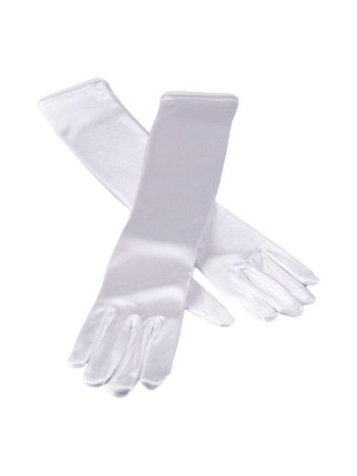 Witte satijnen avondhandschoenen met stretch