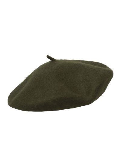 Wollen baret in olijfgroen