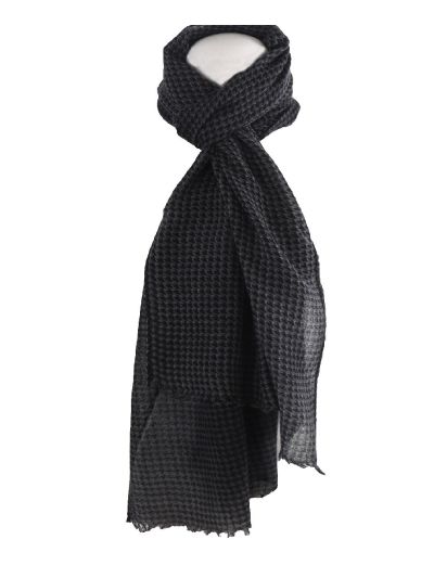 Luchtige wollen mousseline sjaal met Pied-de-poule print 