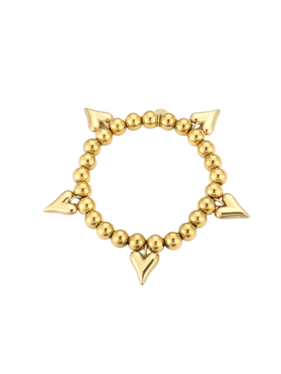 Vergulde kralen armband met hartjes