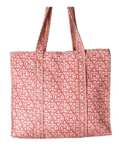 Gewatteerde shopper in zalmroze