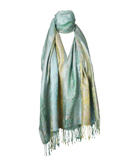 Zijden pashmina in zachte groen tinten