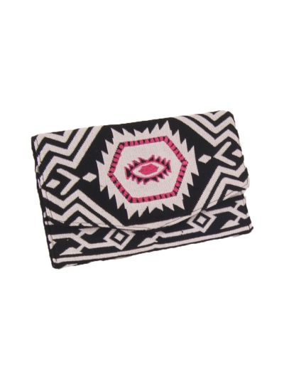 Zwart/wit gestreepte etui met aztec print