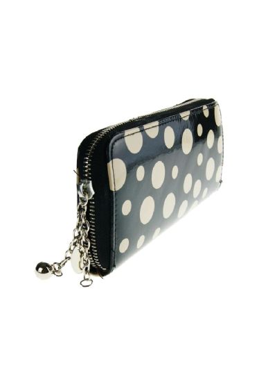 Zwarte zip around portemonnee met polka dot