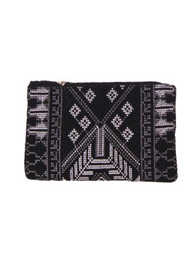 Zwarte clutch met azteken patroon