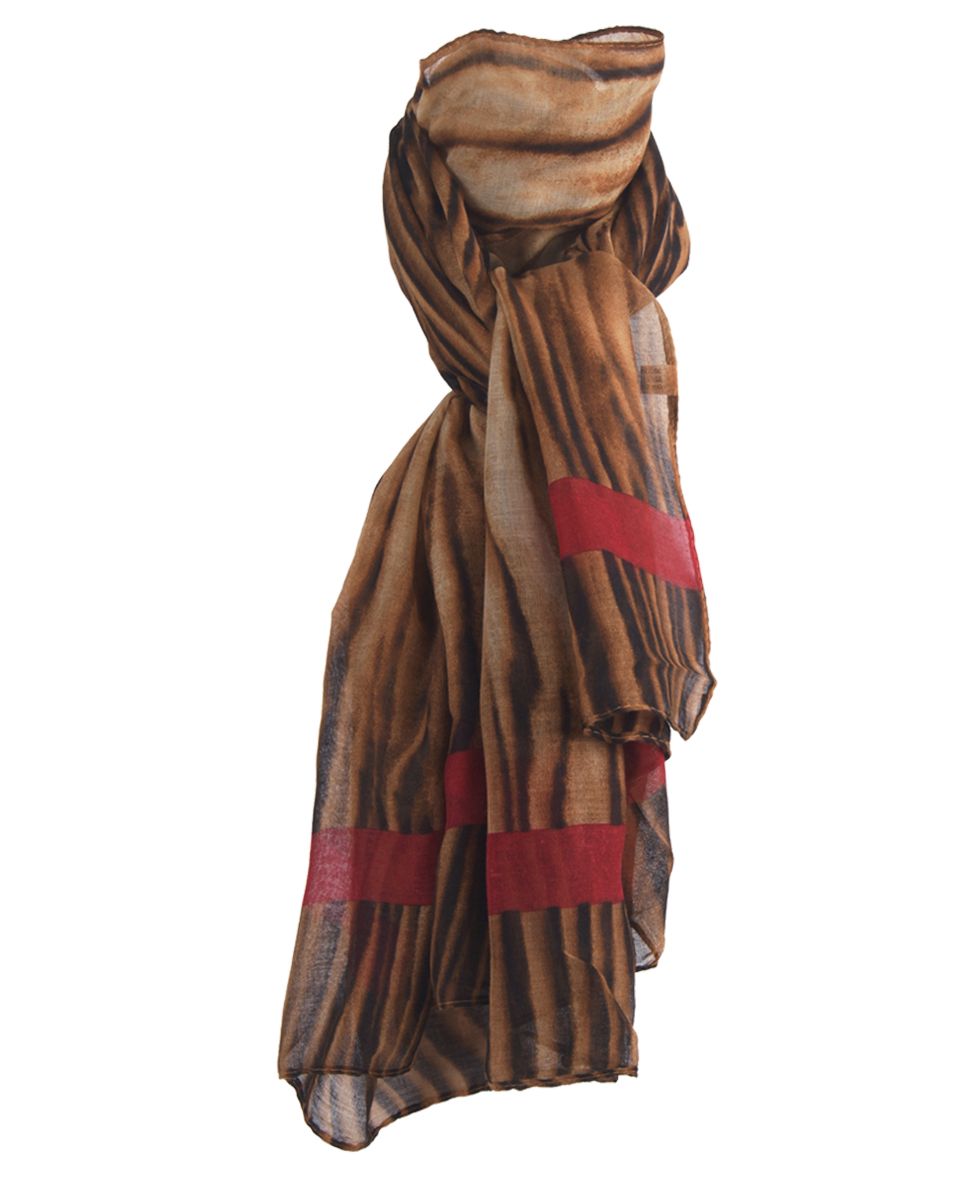 Egyptische efficiëntie logboek Luchtige tijgerprint sjaal in bruin en rood - bouFFante