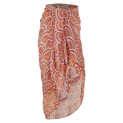 Pareo met ornament print in roestbruin