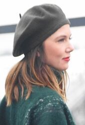 Donkergroene tricot baret