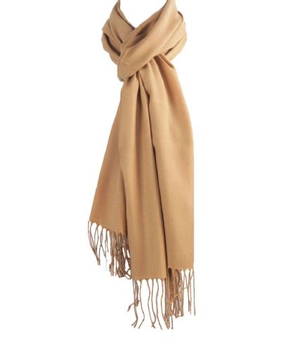 Effen camelkleurige pashminasjaal, smal model