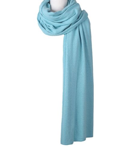 Kasjmier-blend sjaal/omslagdoek in aqua-blauw