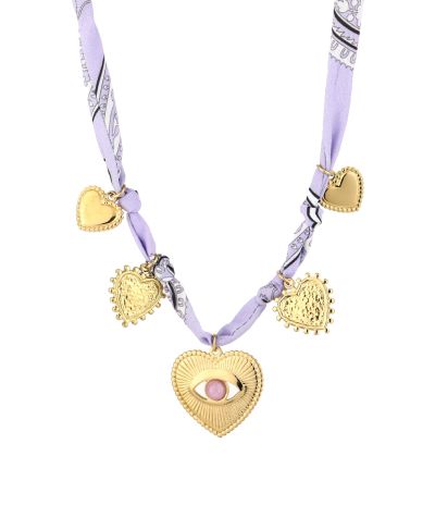 Bandana gevlochten ketting met hartjes