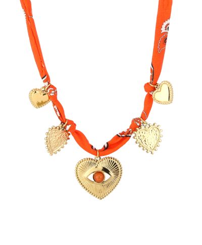 Bandana gevlochten ketting met hartjes