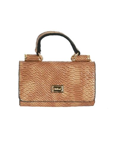 Beige faux croco clutch met vak voor telefoon