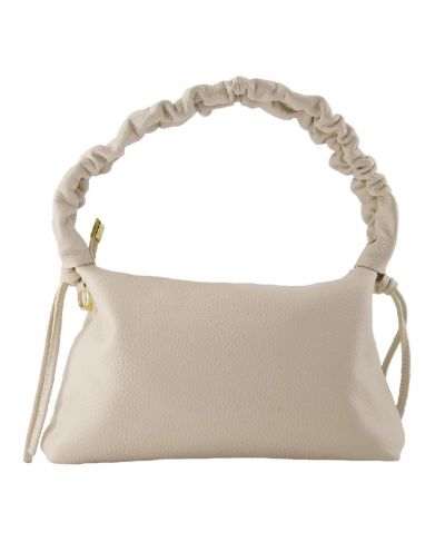 Lichtbeige lederen tas met ruches