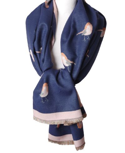 Wol-blend XL sjaal met vogelprint