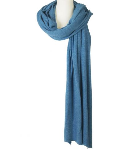 Blauw gemêleerde kasjmier-blend sjaal/omslagdoek 