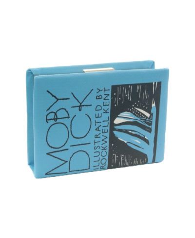 Moby Dick boekomslag clutch met goudkleurig metalen frame