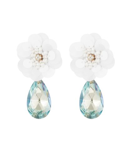 Bloemen oorhangers met strass