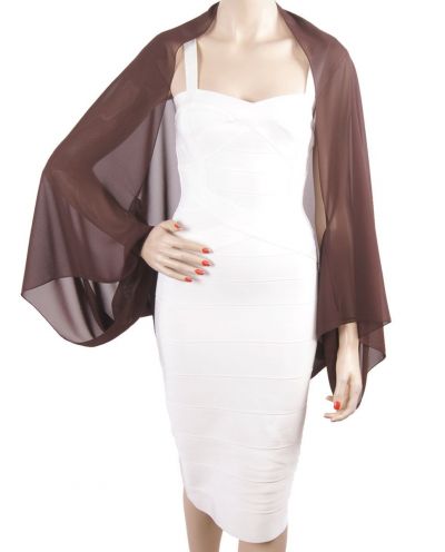 Donkerbruine bolero stola van crêpe voile