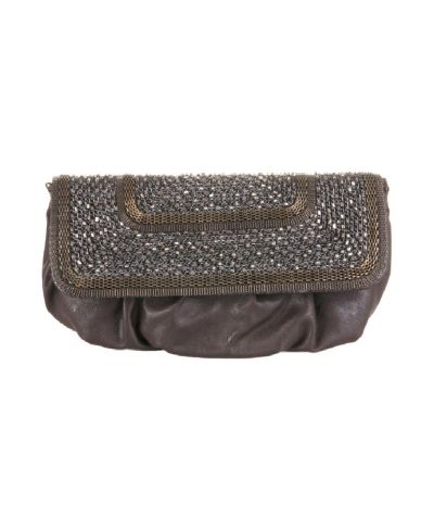 Bruine immitatie leren clutch