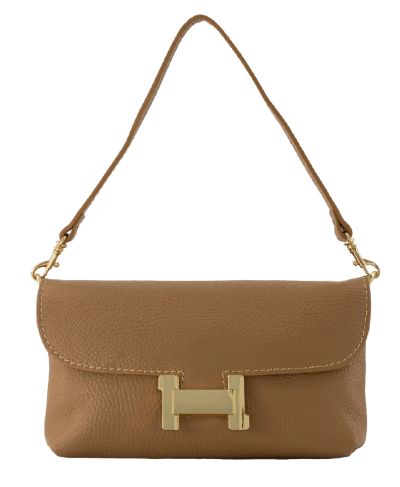 Helene lederen clutch in camel