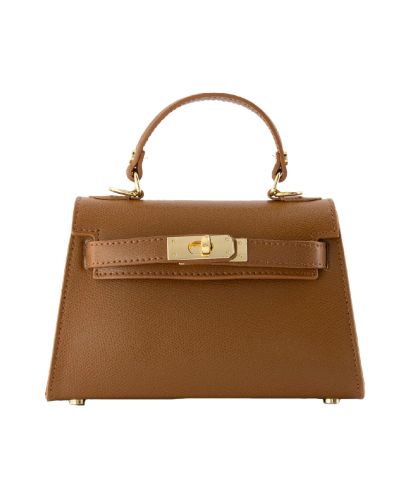 Livia lederen handtas in cognac 