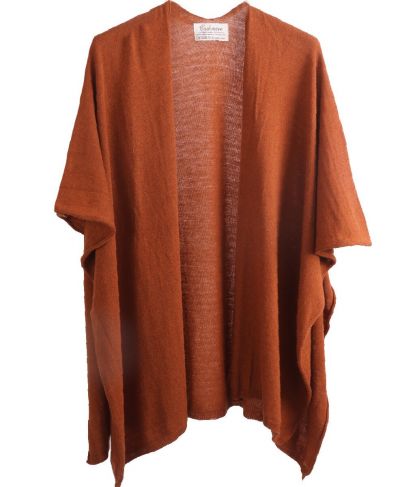 Kasjmier-blend omslagdoek in cognac bruin