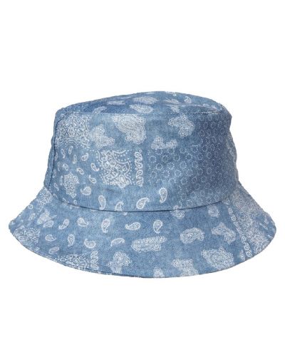 Denim bucket hat met paisley print 