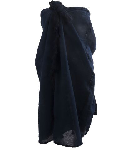 Katoenen sarong in donkerblauw met kwasten franje