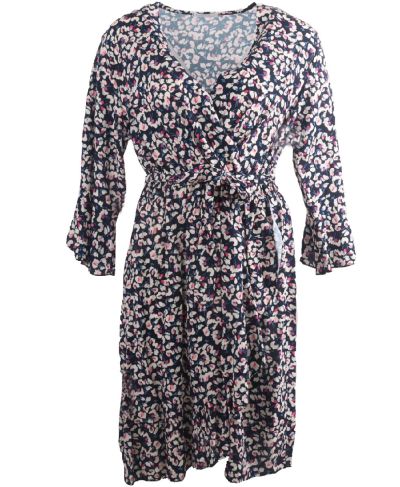 Donkerblauw jurkje met floral print