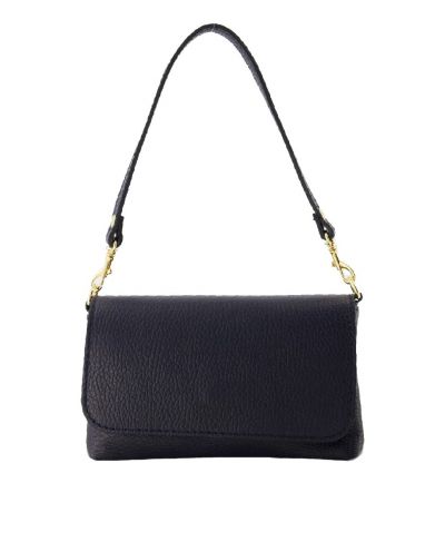 Donkerblauwe lederen clutch