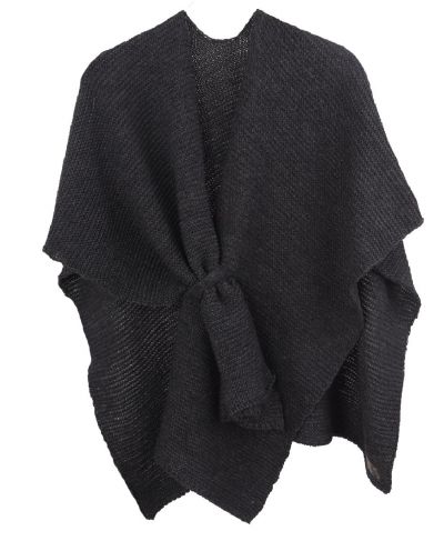 Alpaca-blend omslagdoek in donkergrijs met lus
