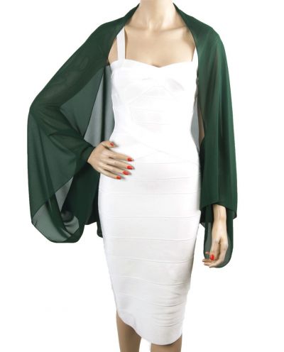 Bolero stola van effen donkergroene crêpe voile
