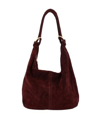 Suède shopper tas in bordeaux rood