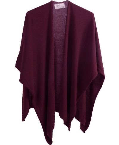  Kasjmier-blend omslagdoek in donkerrood