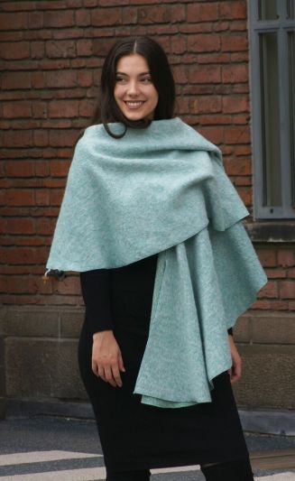 Mintgroene flausch wollen omslagdoek/cape