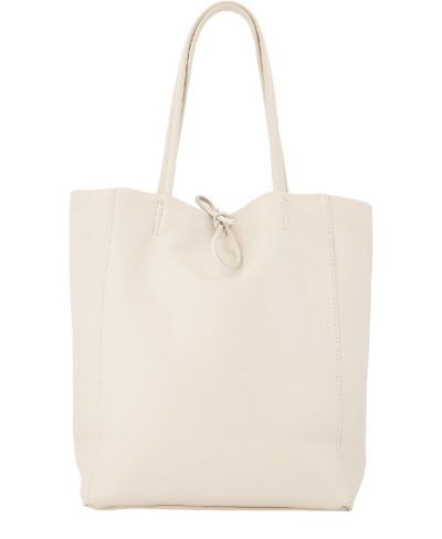 Lederen shopper in ecru