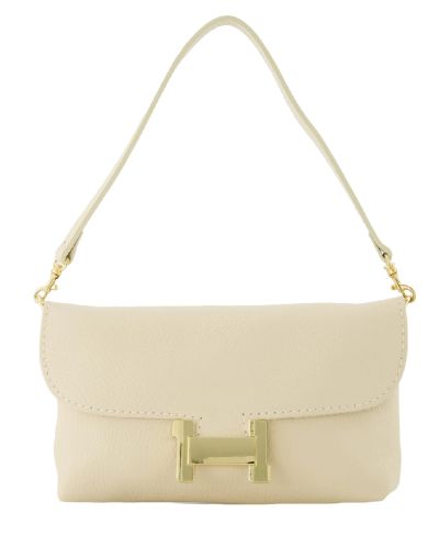 Helene lederen clutch in lichtbeige