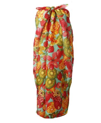Elly mintgroene pareo met fruitprint